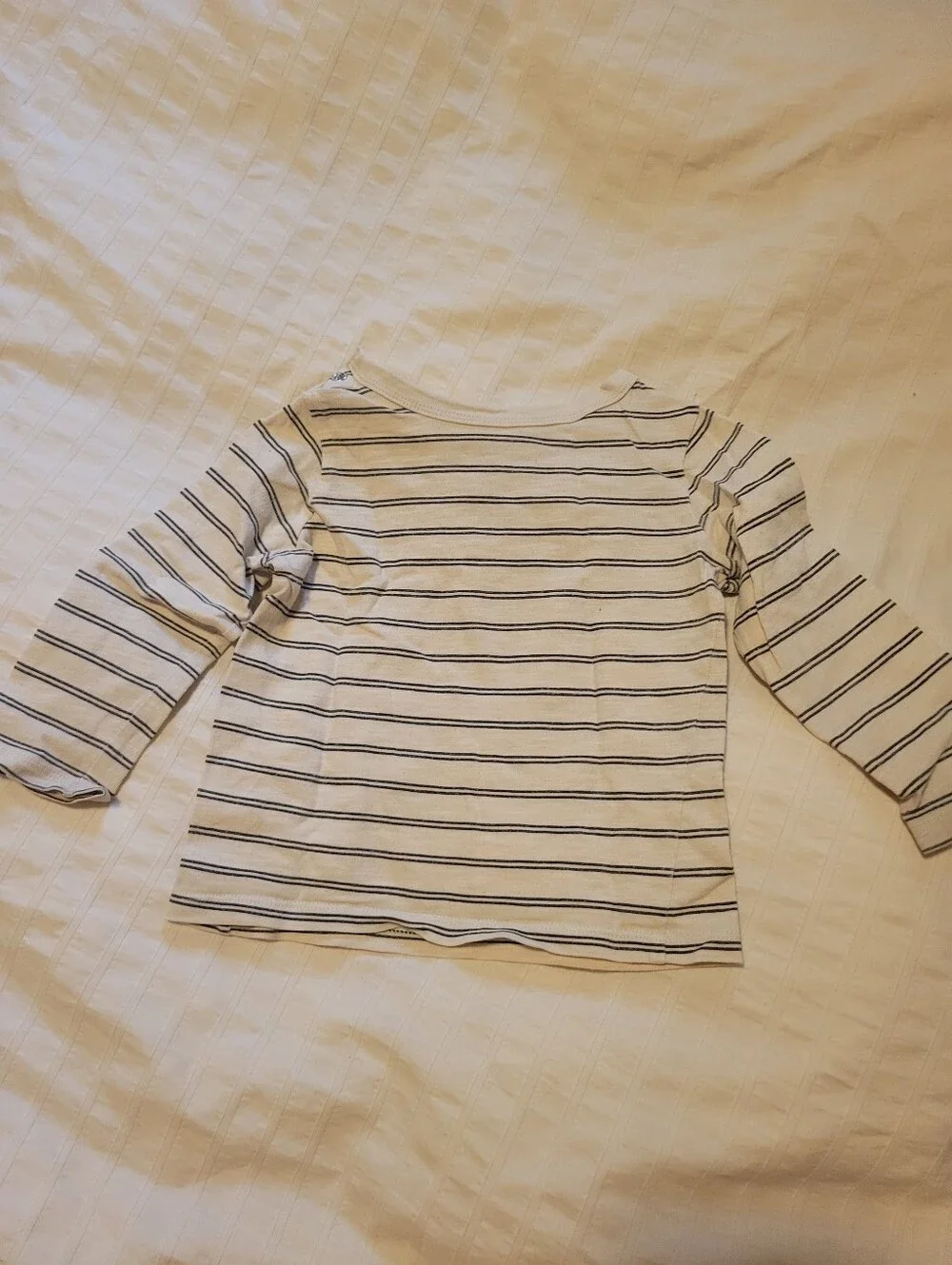 Little Co Organic Cotton Oeko Tex Striped Long Sleeve  in White and Navy - 12m